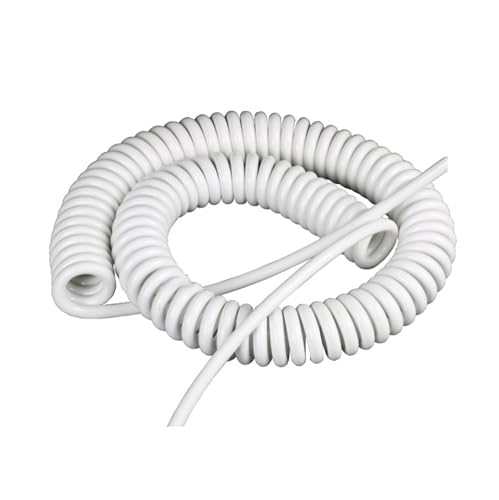Einziehbar Elastisch Ausziehbares 3,75 Meter Spiralkabel, 2-adrig, weißes Kabel, 0,75 Meter Länge for vielseitigen Einsatz Teleskopisch Spiralkabel(18AWG) von Cabluandry