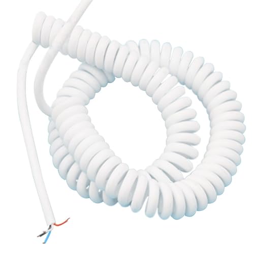 Einziehbar Elastisch Dehnbarer 22AWG-Elektrodraht 0,3 mm2, weiß, 4-adrig, Teleskop-Federspiraldraht Teleskopisch Spiralkabel(Stretch 2 meters) von Cabluandry