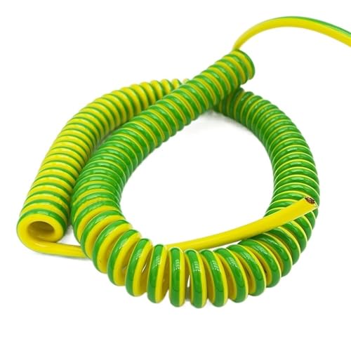Einziehbar Elastisch Dehnbares 6 Meter Erdungskabel gelb grün Federkabel Einadrig Teleskop-Design Teleskopisch Spiralkabel(1AWG) von Cabluandry