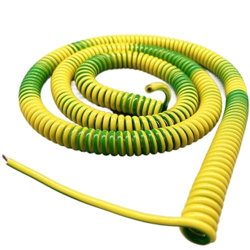 Einziehbar Elastisch Einadriges gelbgrünes Spiral-Erdungskabel 20AWG 0,5 mm2 for elektrische Verbindungen Teleskopisch Spiralkabel(Stretch 6 Meters) von Cabluandry