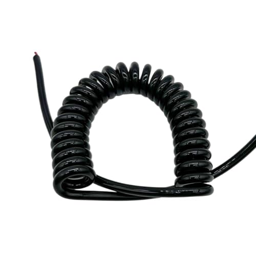 Einziehbar Elastisch Flexibles 2 Meter elektrisches Verlängerungskabel 2-adriges Teleskop-Federspiralkabel Teleskopisch Spiralkabel(24AWG) von Cabluandry