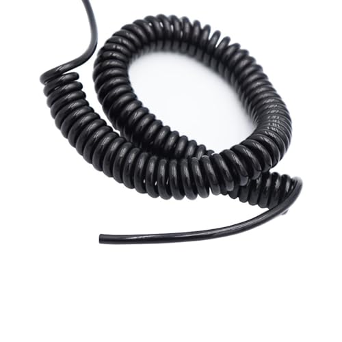 Einziehbar Elastisch Schwarzes dehnbares Kabel, 3 Meter, erhältlich im Federspiral-Design mit 3 Adern Teleskopisch Spiralkabel(20 AWG) von Cabluandry