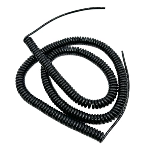Einziehbar Elastisch Spiralfeder ausdehnbar, 2-adrig, schwarz, dehnbar bis 15 Meter Teleskopisch Spiralkabel(20AWG) von Cabluandry