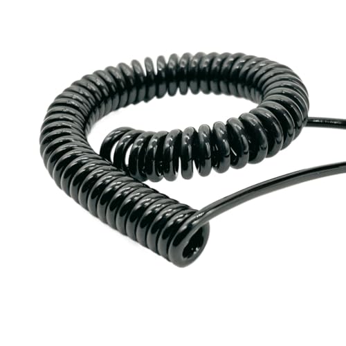 Einziehbar Elastisch Spiralförmiges, erweiterbares 3,75 Meter langes schwarzes Kabel, 2-adriges Teleskop-Federkabel for vielseitigen Einsatz Teleskopisch Spiralkabel(24AWG) von Cabluandry