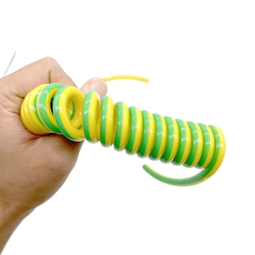 Einziehbar Elastisch Stretch 12 Meter 1 Kern Teleskop Draht Spirale gelb grün Erdung Linie Feder Kabel Teleskopisch Spiralkabel(15AWG) von Cabluandry