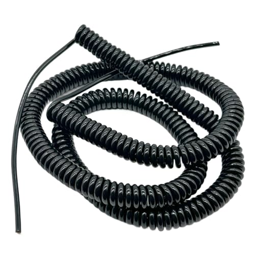 Einziehbar Elastisch Stretch 3,7 Meter 12ft Spiralkabel 8 Kerndraht entspannt 75CM 2,4ft schwarz verlängern Zugdrahtkabel Teleskopisch Spiralkabel(20AWG) von Cabluandry