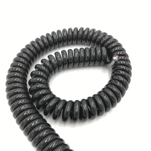 Einziehbar Elastisch Teleskop-Verlängerungskabel, 1 Meter, dehnbar, schwarzes Kabel mit 3-adrigem Draht Teleskopisch Spiralkabel(18AWG) von Cabluandry