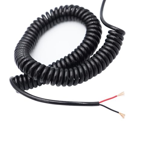 Einziehbar Elastisch Teleskop-Verlängerungskabel mit 2 Adern, flexibel, Spiralfeder, dehnbar bis 3 Meter, Elektrokabel Teleskopisch Spiralkabel(24 AWG) von Cabluandry