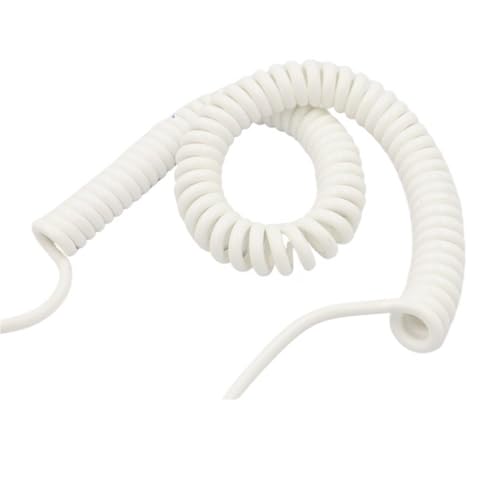 Einziehbar Elastisch Weißes 18AWG-Spiral-Teleskopkabel, 3-adrig, dehnbarer Federdraht for vielseitige Anwendungen Teleskopisch Spiralkabel(Stretch 3 meters) von Cabluandry
