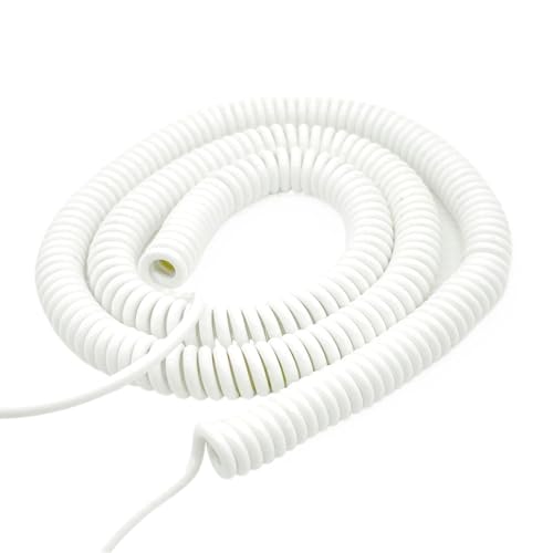 Einziehbar Elastisch Weißes 22AWG 0,3 mm 2-adriges Kupferspiralkabel, dehnbarer elektrischer Draht Teleskopisch Spiralkabel(Line Length 2.5 Meters) von Cabluandry
