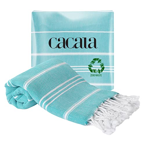 Gesicht und Handtuch 100% Baumwolle türkischen Pestemal Peshtemal Fouta Kitchen Geschirrtuch Küchen Bath Spa Pool Massage Sauna Beach Yacht Gym Fitness Yoga Baby Handtuch Picknickdecke Tischdecke natürlichen Unisex Baby Shower Gestreift "Aqua" von Cacala