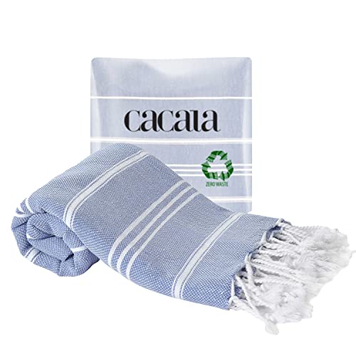 Hand Face Turkish Towel Pestemal 60 X 90 cm Peshtemal Fouta Kitchen Baby Care by Cacala "Grey Blue" von Cacala