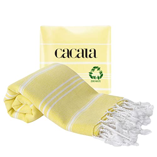 Cacala Hand Face Turkish Towel Pestemal 60x90 cm Peshtemal Fouta Kitchen Baby Care Light Yellow von Cacala