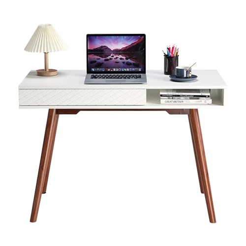 Cachpib Kleiner Schreibtisch Mit Schubladen Und Ablagefach Computertisch Konsolentisch Bürotisch Mit Stauraum Möbel Für Homeoffice, Studium, Schlafzimmer, 180x50x75Cm von Cachpib