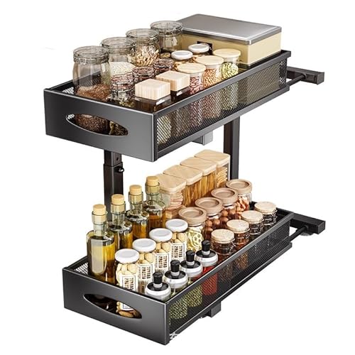 Cachpib Küchen Organizer Unter Waschbecken Regal 2 Tier Slide Out Storage Shelf mit Mesh-Schubladen, Spülschrank Organizer Schrank Küchenorganizer Schrankkorb für Küche, Bad, Putzmittel, Waschmittel Cachpib Küchen Organizer Unter Waschbecken Regal 2 Tier Slide Out Storage Shelf mit Mesh-Schubladen, Spülschrank Organizer Schrank Küchenorganizer Schrankkorb für Küche, Bad, Putzmittel, Waschmittel von Cachpib