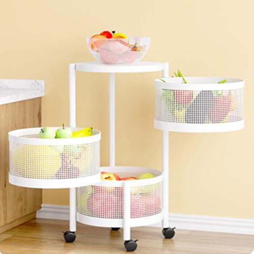 Cachpib Rollwagen Rund Metall Servierwagen Küchenwagen Küchenregal Gemüseregal Mit Rollen Obstwagen Aufbewahrungswagen Für Küche Badezimmer Wohnzimmer Kinderzimmer von Cachpib