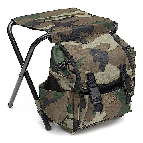Cachpib Sitzrucksack Klapp Campingstuhl Hocker mit Tasche Rucksack Camouflage Portable Wandern Sitz Portable Campinghocker Klappstuhl Strandstuhl Angelstuhl Klapphocker von Cachpib