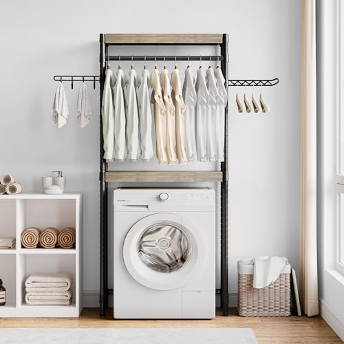 Cachpib Waschmaschinenschrank Waschmaschinenregal Toilettenregal WC Regal Über Waschmaschine Toilettenschrank Überbauschrank Platzsparender Badezimmerregal Garderobenständer, 79 x 30x 188Cm von Cachpib