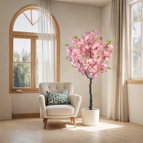 KirschblüTenbaum KüNstlich Kunstbaum Mit BlüTen KüNstlicher Baum Kunstpflanze Im Topf BlüTenbaum Kirschbaum Sakura, Blumenbaum für Hochzeit Zuhause BüRo, FrüHlingsdekoration, Rosa von Cachpib