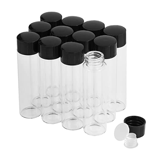 20ml Transparent Glasfläschchen mit Schraubverschluss und Kunststoffstopfen, Kleine Glasflaschen Auslaufsichere Glas Fläschchen für Flüssigkeit Pulver Proben und kleinen Gegenständen, 12 Stück von Cadbibe