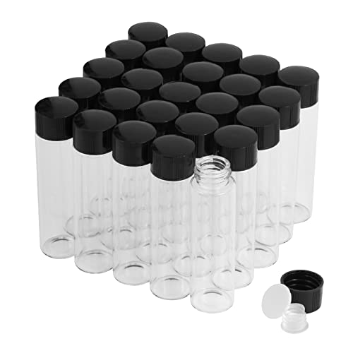 20ml Transparent Glasfläschchen mit Schraubverschluss und Kunststoffstopfen, Kleine Glasflaschen Auslaufsichere Glas Fläschchen für Flüssigkeit Pulver Proben und kleinen Gegenständen, 25 Stück von Cadbibe