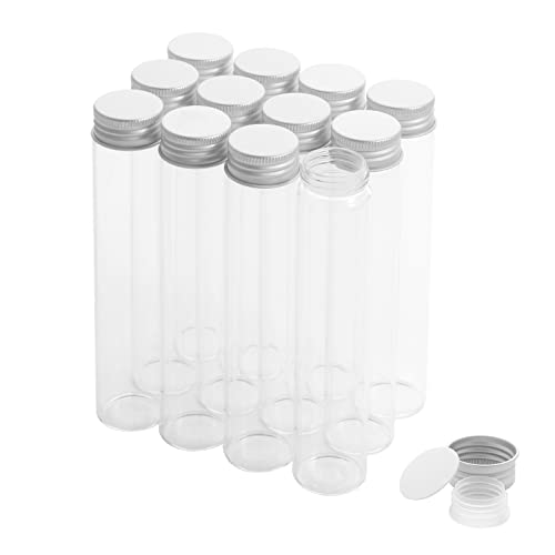 80ml Glas Klarglas Teströhrchen mit Schraubkappen und Plastikstopfen, Flüssigprobenfläschchen, auslaufsichere Flachprobenröhrchen, 12 Stück von Cadbibe
