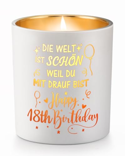 CadeauJoie 18 Geburtstag Mädchen, Geburtstagsgeschenk für Frauen, Lavendel Flammenduftkerze Geschenke für Frau Freundin Mama Schwester Tochter Tante, Beste Freundin Geburtstag Geschenk von CadeauJoie