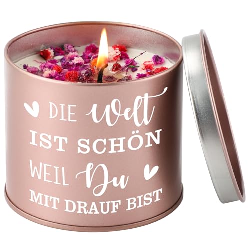 CadeauJoie Geschenke für Frauen, 9OZ Kerze aus Metall Geburtstagsgeschenk für Frauen, Geschenk für Frau Freundin Mama Oma Schwester zum Weihnachten Geburtstag Muttertag Ostern von CadeauJoie