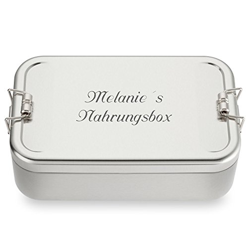 Cadenis Lunchbox XL mit persönlicher Laser-Gravur Brotbox aus Metall matt rechteckig 18,5 x 11,0 x 5,4 cm von Cadenis