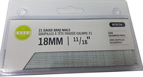 Cadex Nägel, M/18–21 Gauge Brads 2 m, verzinkt, 11/2000 16-inches, 17 mm (11/16) von Cadex
