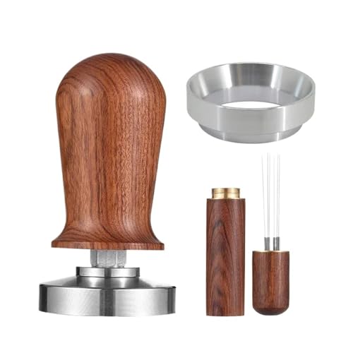 Kaffeestampfer, Feder-Espresso-Stampfer, 51 Mm, 53 Mm, 58 Mm, Kaffeestampfer Und Kaffeerührer, Edelstahl-Stampfer, Kaffeezubehör(53mm(2pc),Wooden-3Pcs) von Cadfghjk