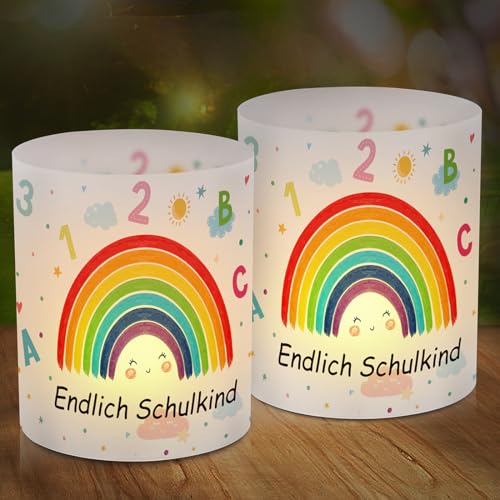 12 Windlicht Tischdeko Einschulung Regenbogen, Schulanfang Deko, Windlichter Tischdeko Endlich Schulkind, Einschulung 2025 mit Regenbogen, Geeignet für Teelicht oder Kerzen 12 Windlicht Tischdeko Einschulung Regenbogen, Schulanfang Deko, Windlichter Tischdeko Endlich Schulkind, Einschulung 2025 mit Regenbogen, Geeignet für Teelicht oder Kerzen von Cadimus