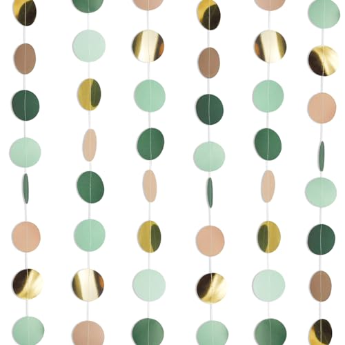 39 Ft Runde Papier Girlande Waldgrüne, 3 Stück 4m Glitzer Runde Kreis Banner, Hängende Waldgrüne Runde Garland, für Geburtstage Karneval Jubiläen Hochzeiten Dekoration von Cadimus