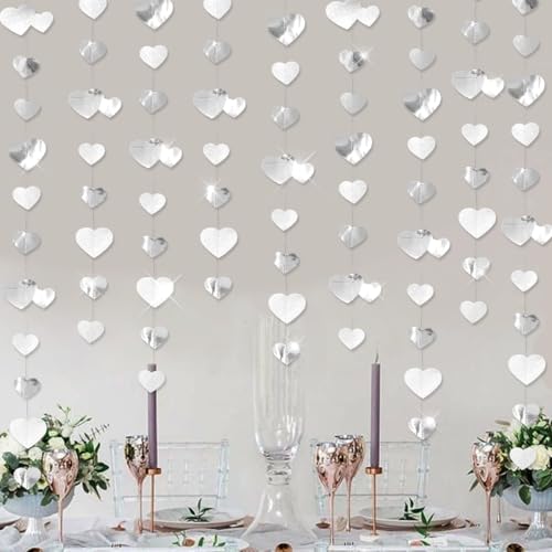 52Ft Herz Girlande Silber, 4 Stück 4m Silberhochzeit Deko Girlande, Hängenden Herzgirlanden, Silber Herzgirlanden für Silberne Hochzeit Verlobung Jahrestag Valentinstag Geburtstage 52Ft Herz Girlande Silber, 4 Stück 4m Silberhochzeit Deko Girlande, Hängenden Herzgirlanden, Silber Herzgirlanden für Silberne Hochzeit Verlobung Jahrestag Valentinstag Geburtstage von Cadimus