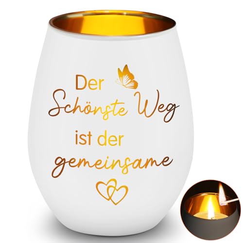 Windlicht Glas mit Gravur, Der Schönste Weg ist Der Gemeinsame Windlicht, Geschenke zur Verlobung Goldene Hochzeit Silberhochzeit, als Valentinstag Weihnachten Jahrestag Geschenk für Sie Ihn von Cadimus