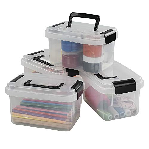 Cadineer 4er-Set Klein Klare Boxen mit Deckeln, Plastikboxen mit Deckel Transparent von Cadine