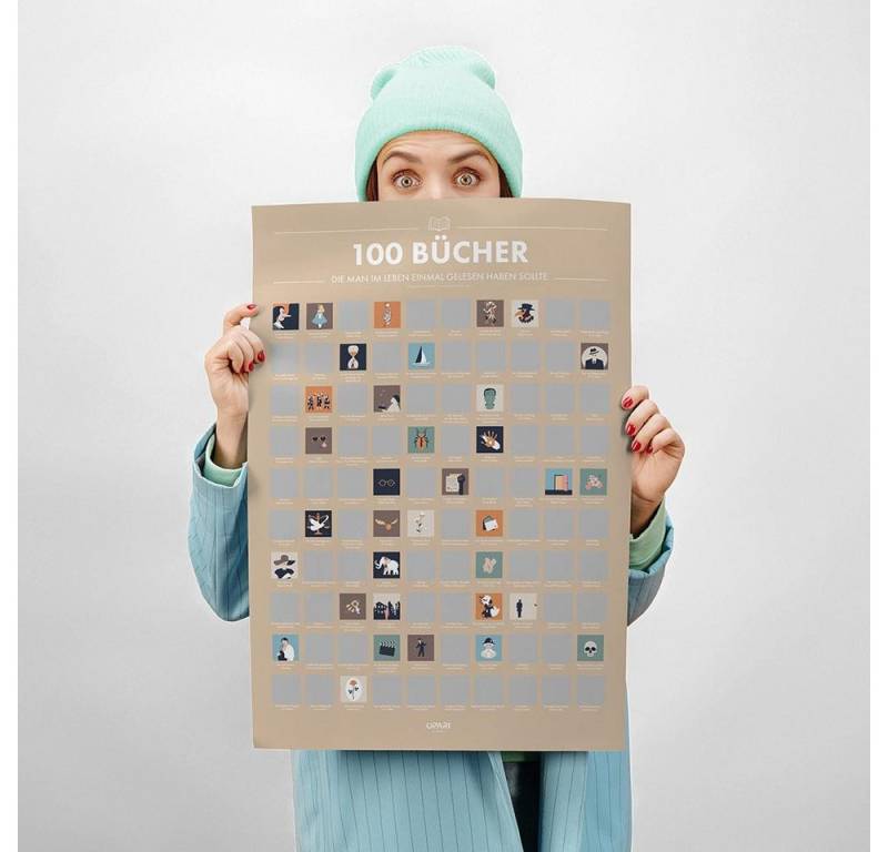 CadoMaestro Poster Rubbelposter 100 Bücher die man im Leben einmal gelesen haben muss, (1 St), PEFC-zertifiziertem Papier, 50×70 cm von CadoMaestro