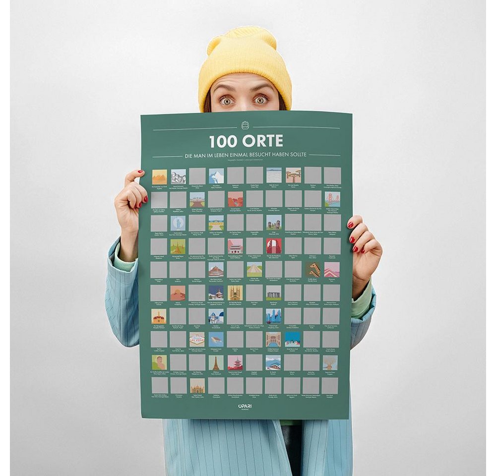 CadoMaestro Poster Rubbelposter 100 Orte die man im Leben einmal besucht haben sollte, (1 St), PEFC-zertifiziertem Papier, 50×70 cm von CadoMaestro