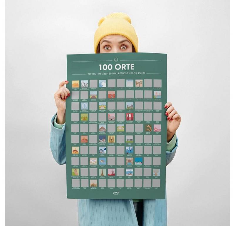CadoMaestro Poster Rubbelposter 100 Orte die man im Leben einmal besucht haben sollte, (1 St), PEFC-zertifiziertem Papier, 50×70 cm von CadoMaestro