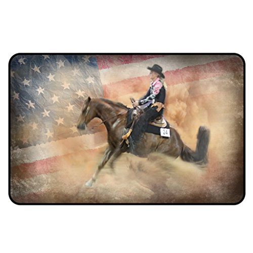Cadora Magnetschild Kühlschrankmagnet Westernreiten Rodeo Pferd Reiter USA Flagge alt von Cadora