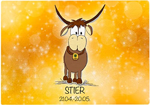 Cadouri Glasschneidebrett » Sternzeichen Stier « Schneidebrettchen┊Frühstücksbrettchen - 28,5 x 20 x 0,4 cm von Cadouri
