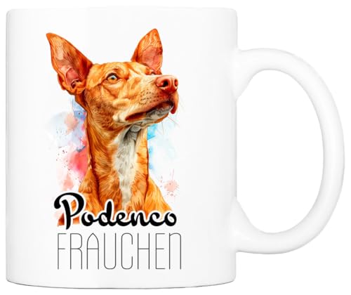 Cadouri Hunde-Tasse PODENCO FRAUCHEN mit Hunderasse┊Kaffeetasse Bürotasse┊Tasse mit Spruch für Hundebesitzer von Cadouri