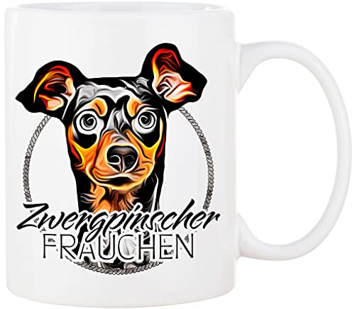 Cadouri Hunde-Tasse ZWERGPINSCHER FRAUCHEN Kaffeetasse mit Spruch - Geschenk für Hundebesitzer von Cadouri