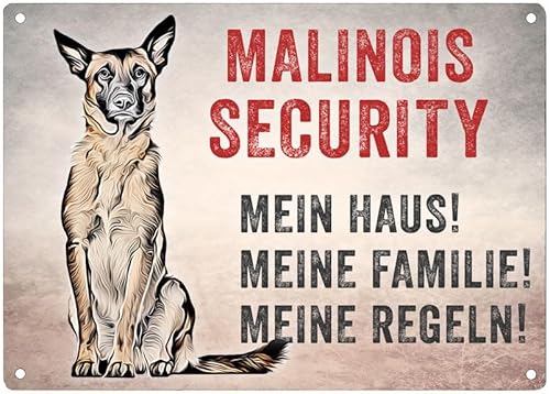 Cadouri Hunde-Warnschild Malinois Security┊wetterfestes Türschild mit Hundemotiv 28 x 20 cm von Cadouri