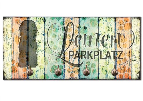 Cadouri Design-Hundegarderobe » Leinen Parkplatz « mit Hunde-Silhouette (Doodle) Wandhaken Hund┊Wandgarderobe, Leinenhalter, Hakenleiste von Cadouri