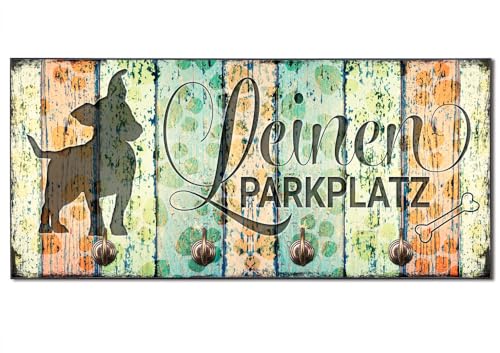 Cadouri Design-Hundegarderobe » Leinen Parkplatz « mit Hunde-Silhouette (Jack Russell Terrier) Wandhaken Hund┊Wandgarderobe, Leinenhalter, Hakenleiste von Cadouri