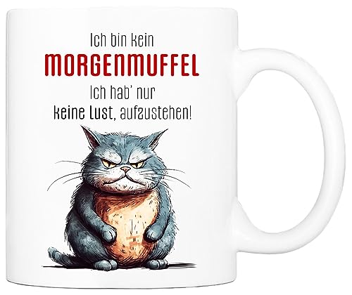 Cadouri Keramik Tasse mit Spruch „Ich bin kein Morgenmuffel“ - Kaffeetasse, Bürotasse - originelles Geschenk für Freunde, Familie, Bekannte - spülmaschinenfest – handgefertigt | 330 ml von Cadouri