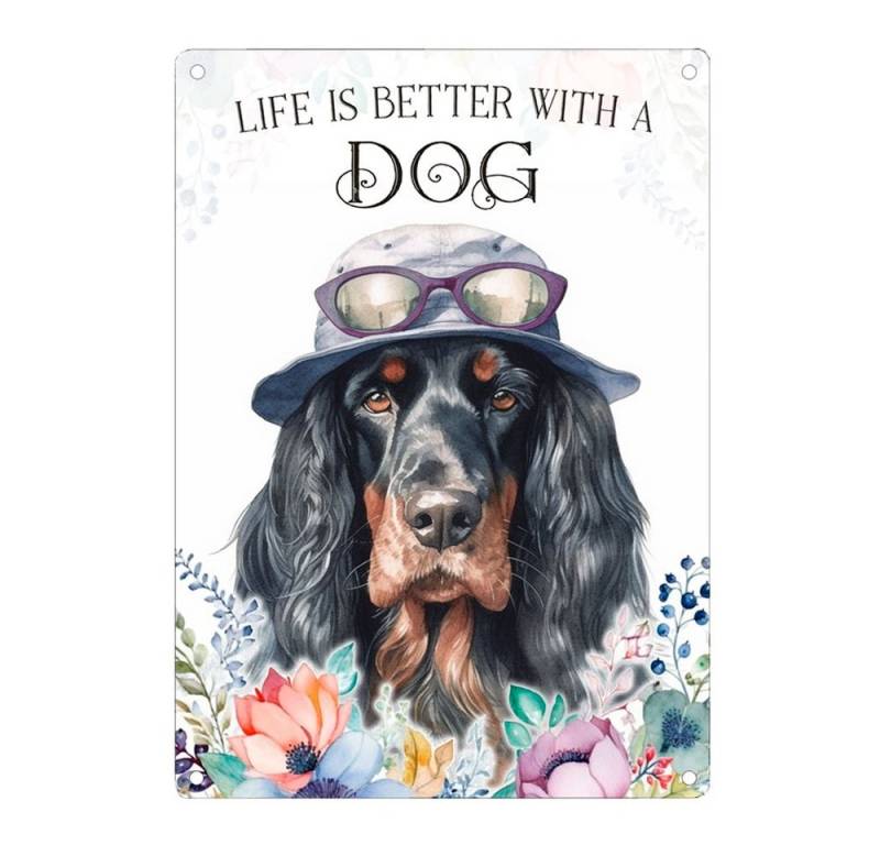 Cadouri Metallschild Hundeschild GORDON SETTER - Dekoschild mit Hunderasse, Geschenk, (1 St., Wandschild mit vier vorgebohrten Löchern), UV-beständig, 28,5 x 20 cm, abgerundete Ecken, für Hundebesitzer von Cadouri
