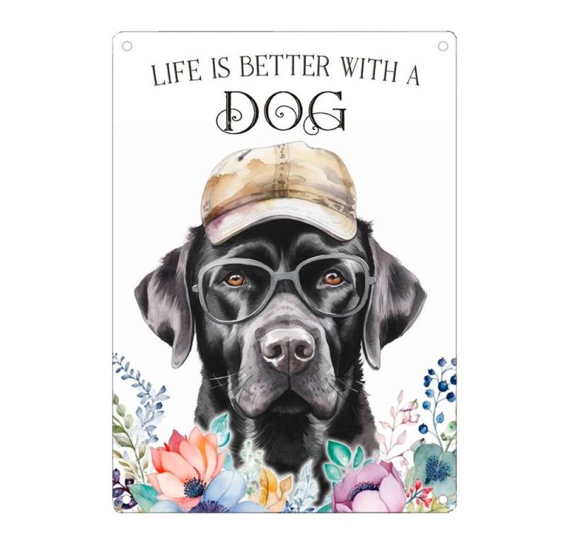 Cadouri Metallschild Hundeschild LABRADOR - Dekoschild mit Hunderasse, Geschenk, (1 St., Wandschild mit vier vorgebohrten Löchern), UV-beständig, 28,5 x 20 cm, abgerundete Ecken, für Hundebesitzer von Cadouri