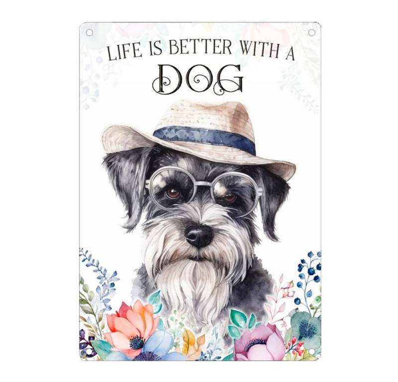 Cadouri Metallschild Hundeschild SCHNAUZER - Dekoschild mit Hunderasse, Geschenk, (1 St., Wandschild mit vier vorgebohrten Löchern), UV-beständig, 28,5 x 20 cm, abgerundete Ecken, für Hundebesitzer von Cadouri